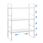 Expandable Cabinet Shelf Organizer Adjustable Metal Spice Rack Stackable Freestanding Counter Storage Shelves for Kitchen Cabinet Under Sink Office Desk (White - 3Pack - L16.5-27'' * W8'' * H9.6'') - color: White - 3pack - L16.5-27'' * W8'' * H9.6''