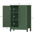 Iwell Bathroom Cabinet, Bathroom Storage Cabinet with 2 Doors & 3 Shelves, 3 Heights Available, for Living Room, Entryway, Home Office, Green - color: Green