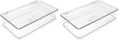 Isaac Jacobs Small Stackable Organizer Bin (10.75” x 6.5” x 2.4”) w Hinged Lid Clear Storage Box Home Office School Fridge Bathroom Kitchen Pantry Container BPAFree Food Safe (Small Clear) (Pack of 2) - size: Small (Pack of 2)