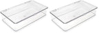 Isaac Jacobs Small Stackable Organizer Bin (10.75” x 6.5” x 2.4”) w Hinged Lid Clear Storage Box Home Office School Fridge Bathroom Kitchen Pantry Container BPAFree Food Safe (Small Clear) (Pack of 2) - size: Small (Pack of 2)