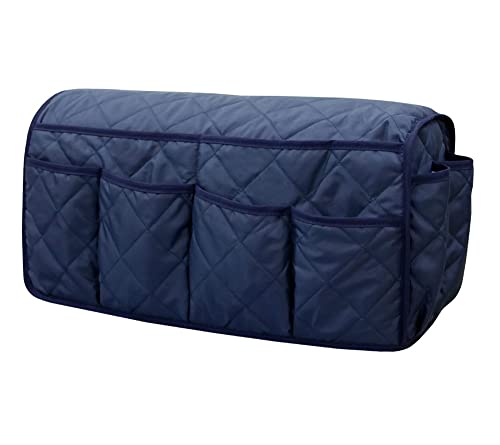 Navy Blue Sofa Armrest Organzier for Recliners Armchair Remote Control Holder with 14 Pockets for Recliners Organizer for Phone ipad Storage Couch Organizer - color: Navy Blue