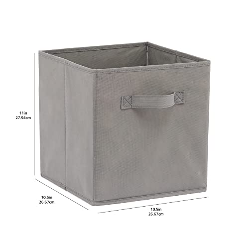 Amazon Basics Collapsible Fabric Storage Cubes Organizer with Handles, Sturdy, Foldable, Space-Saving, 10.5"x10.5"x11", Gray, 6-Pack - color: Gray, size: 10.5"x10.5"x11"