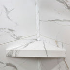 Palisade Vinyl Waterproof Corner Shower Shelf in Carrara Marble/Urban Glacier - color: Carrara Marble/Urban Glacier