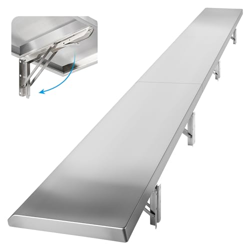 Folding Concession Shelf 12" x 72", Spliced Style Drop Down Concession Serving Window, Stainless Steel Folding Shelf Serving Food Shelf for Windows - size: 12" x 72"