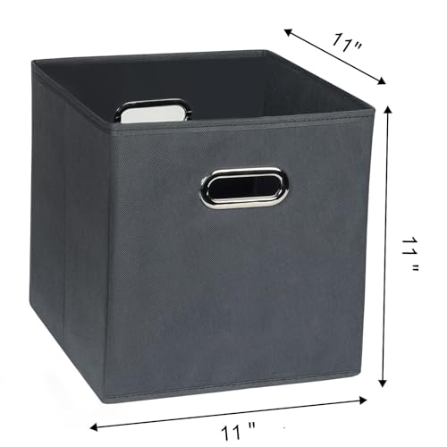 Fabric Cloth Storage Bins,Fabric Cube Organizer with Dual Handles Foldable Cube Storage Baskets for Home Bedroom Storage,Set of 10,(Gray) - color: Gray, size: 10 Pack