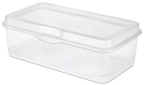 Sterilite Large FlipTop, Stackable Small Storage Bin with Hinging Lid, Plastic Container to Organize Desk at Home, Classroom, Office, Clear, 1-Pack - size: 1.5 Cubic Feet, style: 1 Pack