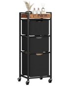 HOOBRO Vertical Laundry Hamper with Wheels, Slim 3 Section Laundry Sorter, Space Saving Rolling Laundry Cart with Removable Bags & Shelf, Laundry Basket for Bathroom, Bedroom, Rustic Brown