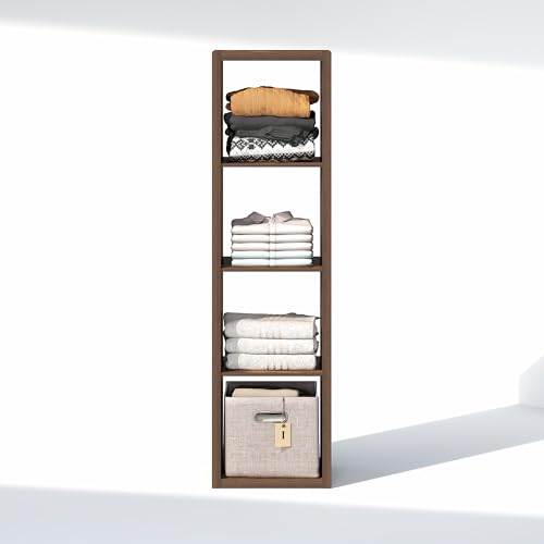 Furinno Cubic Closet Organizers and Storage, 4-Cube Closet Organizer, Vertical Open Shelf Closet Storage, Extra Thick Frame for Wardrobe, Bedroom, Living Room, Amber Pine - color: Amber Pine, size: Vertical 4-Cube