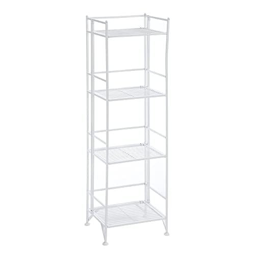 Convenience Concepts Xtra Storage 4 Tier Folding Metal Shelf, White - color: White