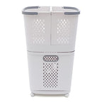 Laundry Basket Organizer Storage Shelf with Frame and Baskets Storage Drawers Unit,Laundry Towel Hamper Cabinet Tower One Part Compartment Sorter Basket(2-Tier,With Wheels) - style: 2-Tier,With Wheels