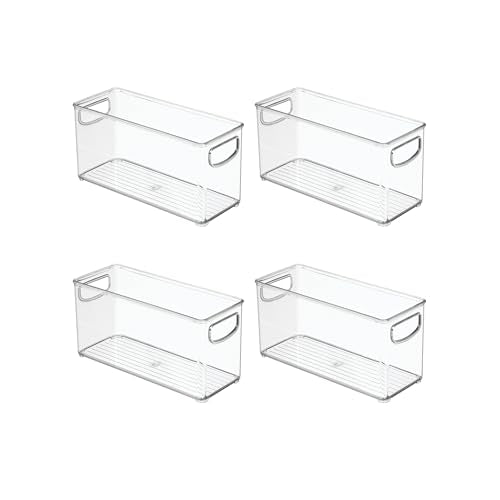 iDesign Slim Clear Plastic Stackable Storage Bin, Tall Narrow Organizer for Kitchen or Pantry, 4-Pack - style: Pack of 4