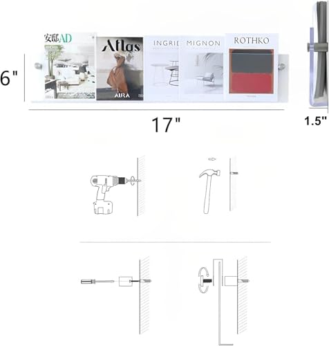 ROYALITA 2-Pack Acrylic Magazine Holder Brochure Holder, 17" Record Holder Magazine Rack, Fashion Hanging Bookshelf Literature Storage Rack for Waiting Room, Living Room, Office, Clear 17 Inch - color: Clear, size: 17 Inch