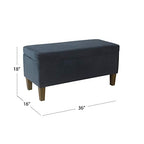 HomePop Large Upholstered Rectangular Storage Ottoman Bench with Hinged Lid, Navy - color: Navy