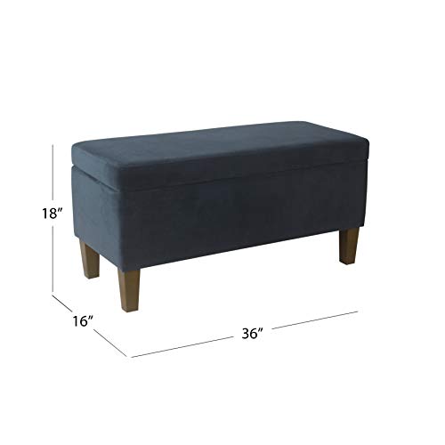 HomePop Large Upholstered Rectangular Storage Ottoman Bench with Hinged Lid, Navy - color: Navy