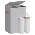 SONGMICS Laundry Basket, 44.9 Gal. Laundry Hamper, 2 Compartments, Easy Assembly, with Lid and Handles, Removable Inner Bags, 22 x 15.7 x 29.5 Inches, Dove Gray ULCB813G01 - color: Dove Gray, size: 170 L (2-Section)