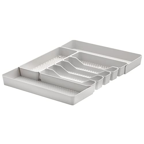 Spectrum Hexa 6-Divider Expandable Silverware Tray (Stone Gray) - in-Drawer Organizer for Kitchen Accessories, Cutlery, Knives, & More/Easy-to-Clean Home & Apartment Essential - color: Stone Gray, size: 6 Divider Expandable
