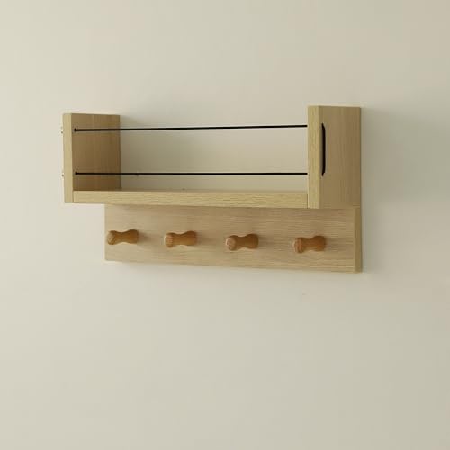 Entrance Coat Rack ，Coat Hooks, Wall-Mounted Wooden Hook Rack, Wall-Mounted Shelves are Very Suitable (Oak Color Finish-B-1) - style: Oak color finish-B-1