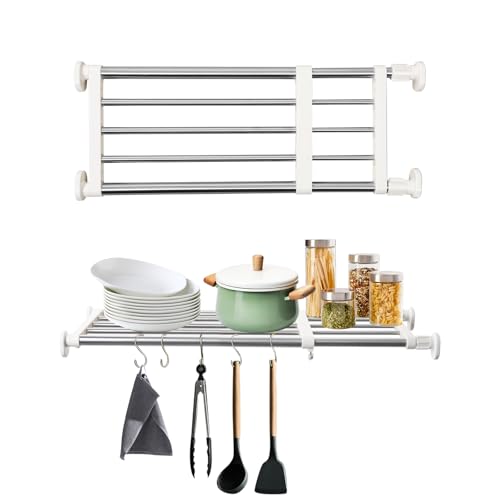 BAOYOUNI Tension Shelf Expandable Clothes Closet Organizer Rack Adjustable DIY Wardrobe Dividers Separator Ivory, 15.75-23.62 Inches - size: (15.75-23.62) IN