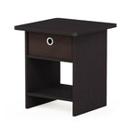 Furinno Dario End Table / Side Table / Night Stand / Bedside Table with Bin Drawer, 1-Pack, Dark Walnut - color: Dark Walnut, size: 1-Pack, Upper Bin