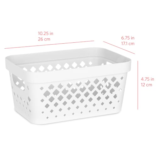 Glad Plastic Baskets for Organizing, Set of 6 | Pantry Storage for Under Counter, Linen Closet, and Bathroom | Nesting Shelf Bins with Handles, 1 Gallon, White - color: White, size: 1 Gallon