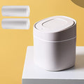 LTWQLing Plastic Mini Trash Can with Lid - 2 L Pop Up Wastebasket for Bathroom Vanity, Desktop, Tabletop or Coffee Table - Dispose of Cotton Rounds, Makeup Sponges, Tissues (Grey) - color: Grey