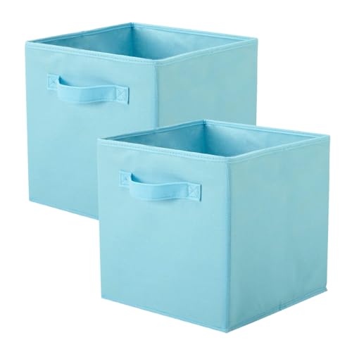 PowerKing Collapsible Storage Cubes with Handles, Fabric Foldable Bins for Closet Shelves, Durable Organization Storage Bins, 10.5'' x 11'' x 10.5'' (Blue, 2Pack) - color: Blue, size: 2Pack