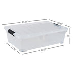 4-Pack 25 Quart Under Bed Plastic Storage Bins, Clear Under Bed Storage Box Container with Wheels - size: 25 Quart