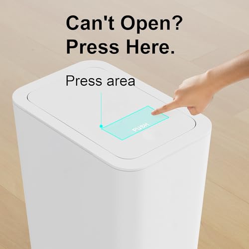 N. NETDOT 3 Pack 10L / 2.6 Gallon Small Trash Can with Lid, Bathroom Garbage Can with Pop-Up Lid, Waste Basket for Bathroom, Kitchen, Bedroom, Powder Room, Craft Room, Office, College (Off White) - color: Off White