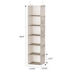 YOUDENOVA Hanging Closet Organizer, 6-Shelf Closet Hanging Storage with Side Pockets, Beige - color: Beige