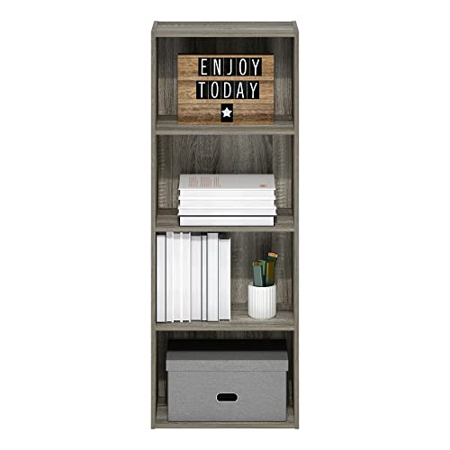 Furinno Luder Bookcase / Book / Storage, 4-Tier, French Oak - color: French Oak, size: 4-Tier, 9.3 x 15.6 x 41.7