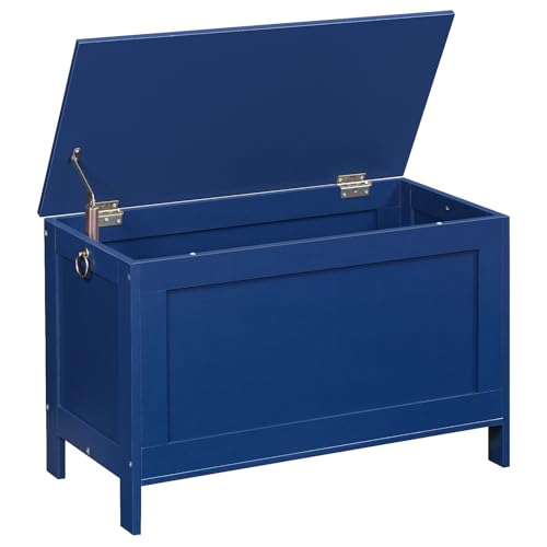 HOOBRO Toy Box, Retro Wooden Look Storage Chest with Safety Hinge, Entryway Storage Bench Supports 220 lb, 29.9 x 15.7 x 18.9 Inches Toy Chest Organizer, Easy Assembly (Blue) BU75CW01G1 - color: Blue, size: 29.9x15.7x18.9 Inch