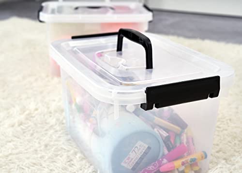 Clear Storage Latch Box/Bin, 2-Pack Plastic Organizing Container with Handle and Lids (7 QT/16QT) - color: Clear, size: 7qt/16qt