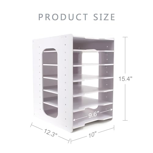 SONGWAY File Organizer for Desk - 7 Tier Document Holder with Removable Shelves, Letter Mail Rack, File Sorter Organizer, A4 Paper Storage Holder, Desktop Organizer for Home Office School, White - size: 7 Tier Upgrade
