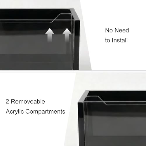 Mail Organizer with Clear Acrylic Dividers - Adjustable 2-in-1 Desk & Wall Mount Letter Holder, Modern Paper Sorter for Home Office Organization (black-2) - color: black-2