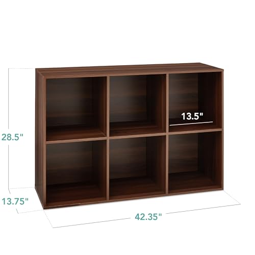 Best Choice Products 6-Cube Storage Organizer, 13.5in Shelf Opening, Bookcase, Display Shelf, Customizable w/ 3 Removable Back Panels – Walnut - color: Walnut, size: 6-Cube, 13.5in Shelf Opening