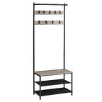 VASAGLE Hall Tree with Bench and Shoe Storage, Entryway Bench with Coat Rack Stand and Shoe Rack, 9 Movable Hooks, Top Bar, Fabric Shelves, Industrial, Greige and Black UHSR411B02 - color: Greige + Black, size: 25.2"W