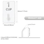 Measuring Cup and Spoon Organizer, 12 Pack Adhesive White Stainless Steel Hooks for Hanging with 6 Kitchen Conversion Chart Stickers, Kitchen Hooks for Space Saving Storage - style: 12 Pcs White Stainless Steel Hooks with Stickers