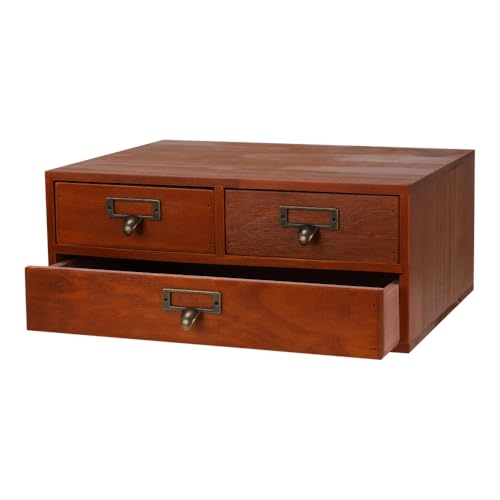 Wooden Storage Box Countertop Drawers Vintage Wooden Drawers Apothecary Cabinet Wood Desktop Organizer Box Library Card Catalog Cabinet（BROWN03） - color: BROWN03