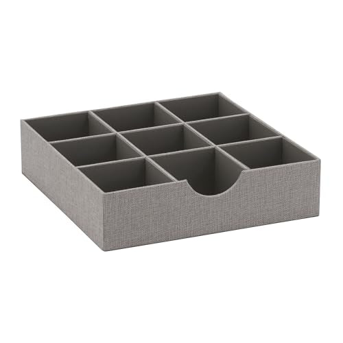 Household Essentials Grey 728-1 Deep 9 Section Drawer Organizer Box for Storage 12 in x 3.13 - color: Silver