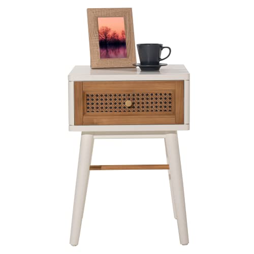 COZAYH Fully-Assembled Modern Farmhouse Clean-Lined Nightstand, End Table with 1 Drawer,Distressed White - color: Distressed White, style: 1 Drawer/1 pack