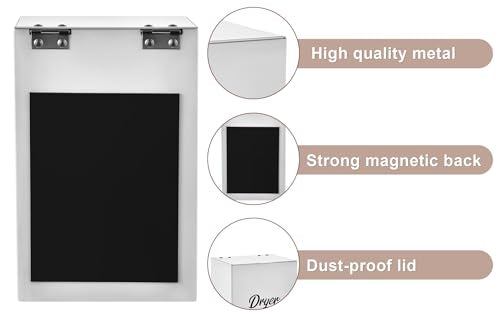 Magnetic Dryer Sheet Holder for Laundry Room Organizition ,Metal Dryer Sheet Container with lid,Dryer Sheet Dispenser,Wall Dryer Sheet Box,Fabric Sheet Holder,Laundry Detergent Sheets Dispenser - color: white with magnetic