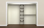ClosetMaid SuiteSymphony Wood Closet Organizer Kit with Tower, 3 Hang Rods, Top Shelves, Adjustable, Fits Spaces 5-9 ft. Wide, Graphite Grey - color: Graphite Grey, style: Closet Organizer w/Shelves