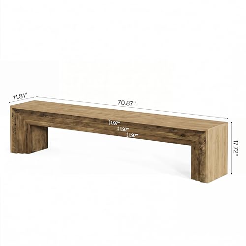 Tribesigns 71'' Extra Long Shoe Storage Bench,Mid-Century Modern Entryway Bench,Indoor Wooden End of Bed Bench for Hallway,Bedroom,Living Room - color: Light Brown