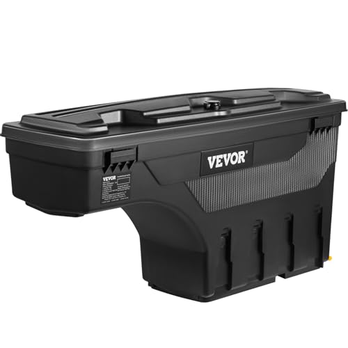 VEVOR Truck Bed Storage Box, Lockable Lid, Waterproof ABS Wheel Well Tool Box 6.6 Gal/20 L with Password Padlock, Compatible with Dodge Ram 1500 2019-2021, Passenger Side, Black - size: Passenger Side, style: Dodge Ram