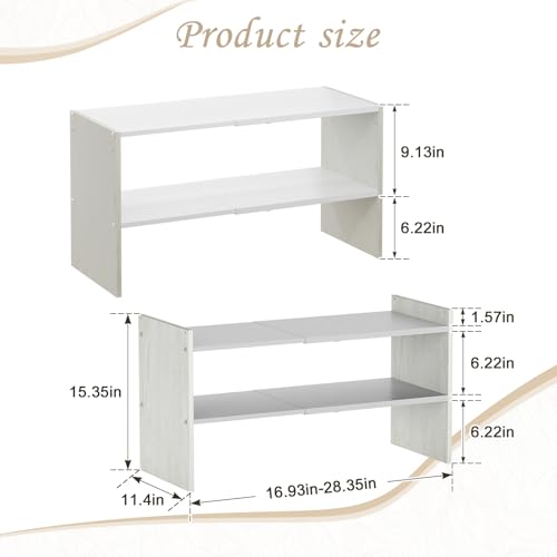 X-cosrack 2 Pack 2-Tier Shoe Rack Organizer for Closet, Expandable and Adjustable White Shoe Rack, Stackable Iron Wood Combination Shoe Storage Shelves for Closets, Entryway, Small Space, Garage - size: 2 Pack 2 Tier