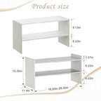 X-cosrack 2 Pack 2-Tier Shoe Rack Organizer for Closet, Expandable and Adjustable White Shoe Rack, Stackable Iron Wood Combination Shoe Storage Shelves for Closets, Entryway, Small Space, Garage - size: 2 Pack 2 Tier
