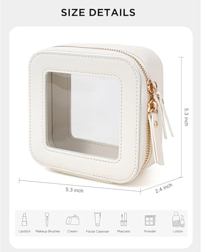 LETGO Clear Makeup Bags Small, Small Clear Makeup Bag for Purse,Mini Makeup Pouch Purse Organizer Fit Carry-on Travel Essentials,Cute Cosmetic Bags for Car Accessories for Women (Mini-White) - color: 0-Mini-White