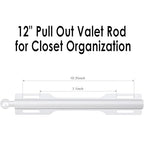 FIRJOY 12" Valet Rod for Closet Pull Out (2 Pack, White) - color: White, size: 2 Pack