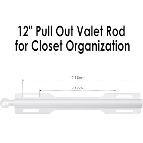 FIRJOY 12" Valet Rod for Closet Pull Out (2 Pack, White) - color: White, size: 2 Pack