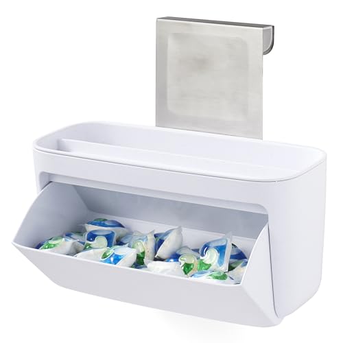 YouCopia DoorStash™ Dishwasher Pod Holder with Lid, Hanging Storage Container for Detergent, Speckled White - size: Pod Holder